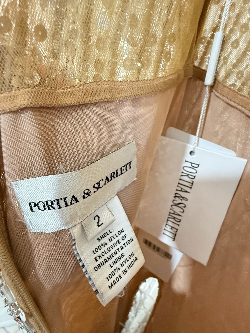 Portia and Scarlett Rose Gold Beaded Feather Evening Gown - Picture 6 of 9